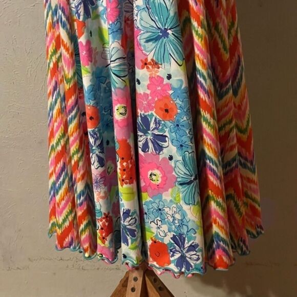 Medium 10/12 Madison Q Reversible Flared Floral ChevronSleeveless A Line Dress - Picture 8 of 14